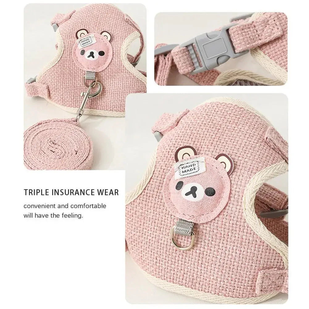 Soft Bear Harness & Leash Set for Cats & Small Dogs