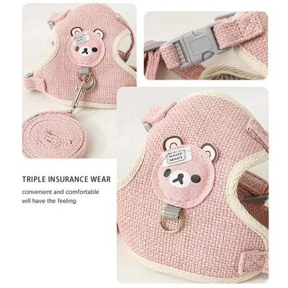 Soft Bear Harness & Leash Set for Cats & Small Dogs